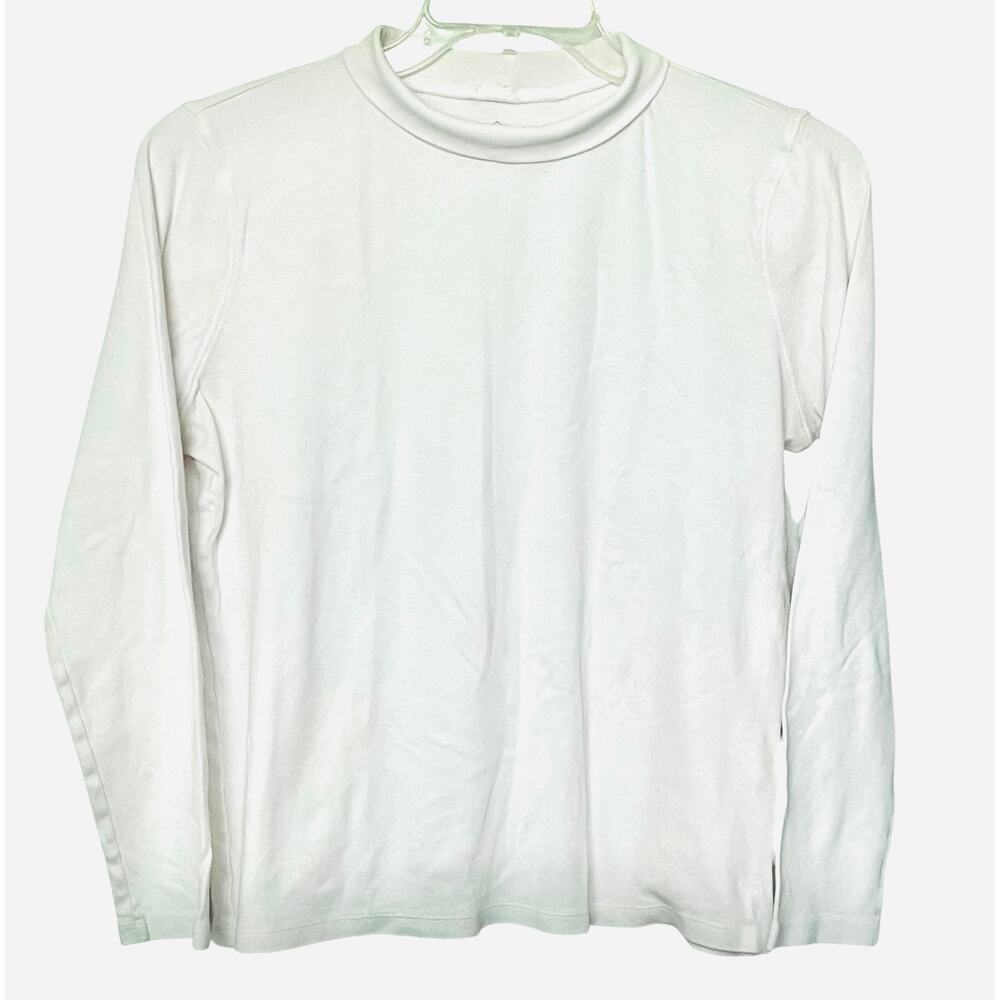 ST. JOHN’S BAY LONG SLV TURTLENECK PULL-OVER TOP, WOMENS, L, WHITE
